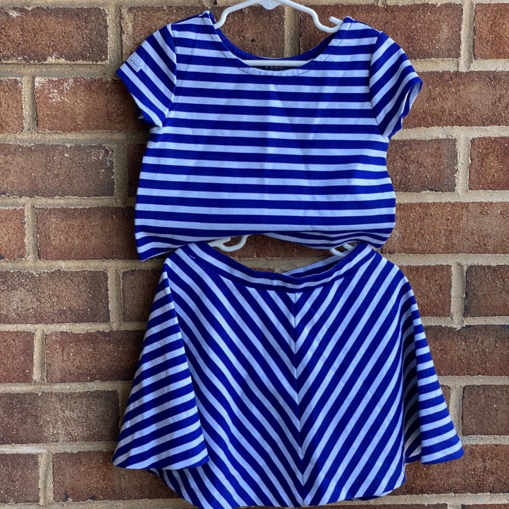Striped Polo Skirt Set